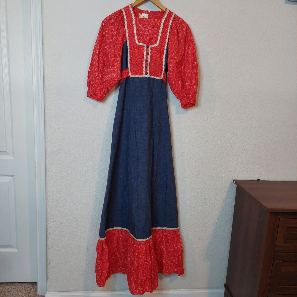 Vintage‎ Candi Jones Praire Victorian Maxi Dress